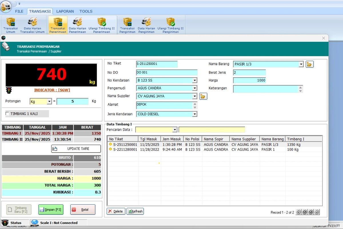 Software Jembatan Timbang (Truk)